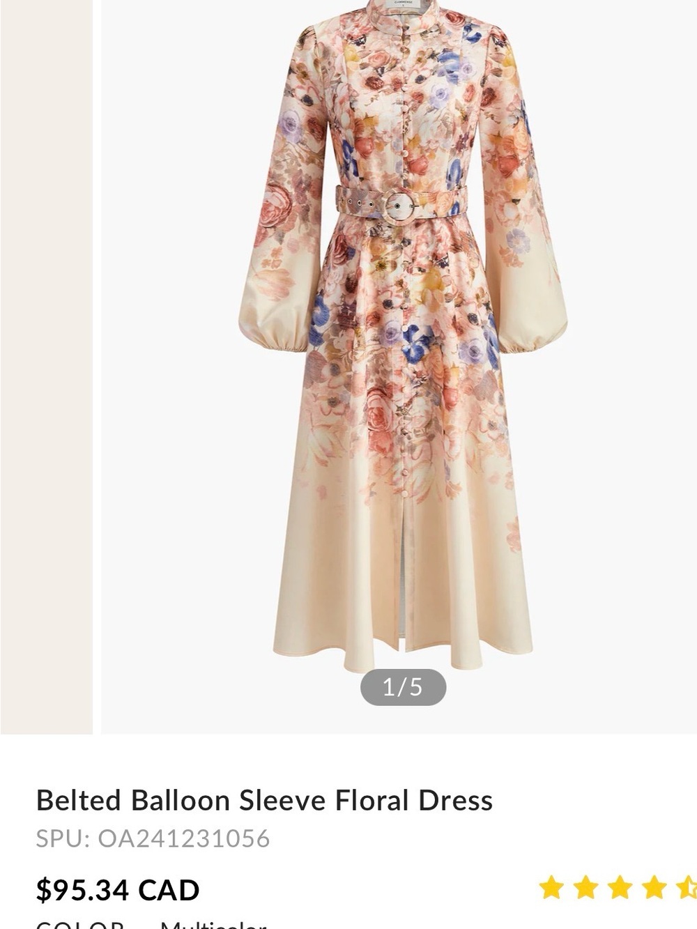 Commense Blush Floral Maxi Dress with Blue Accents